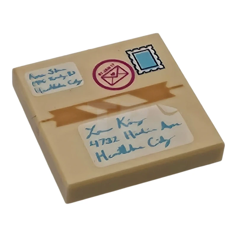 LEGO&reg; 6176250 - 11203pb027 - Tile 2 x 2 Inverted with Package Box and Postage Stamp Pattern