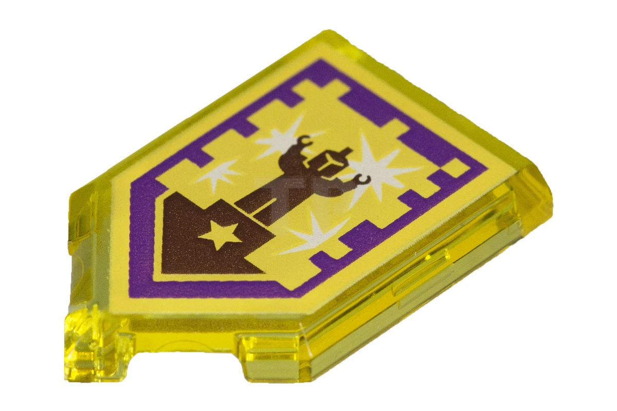 LEGO&reg; 6245495 - 22385pb104 - Tile 2 x 3 Pentagonal with Nexo Power Shield Pattern - Standing Ovation