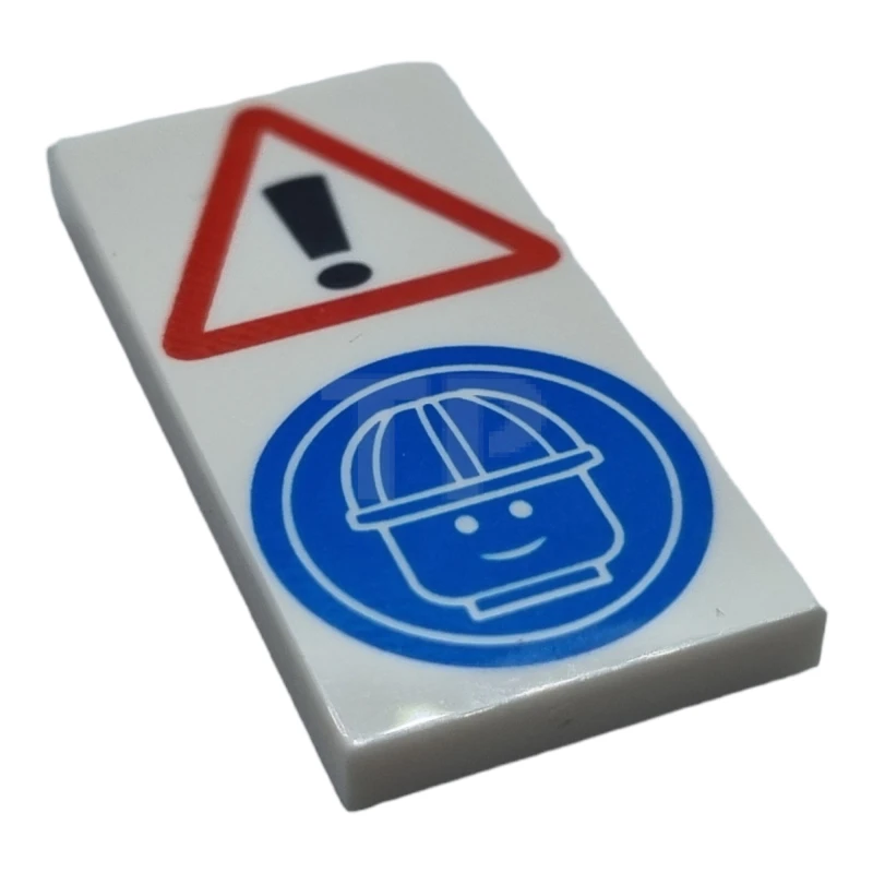 LEGO&reg; 6175893 - 87079pb0404 - Tile 2 x 4 with Warning Triangle and Construction Helmet Pattern