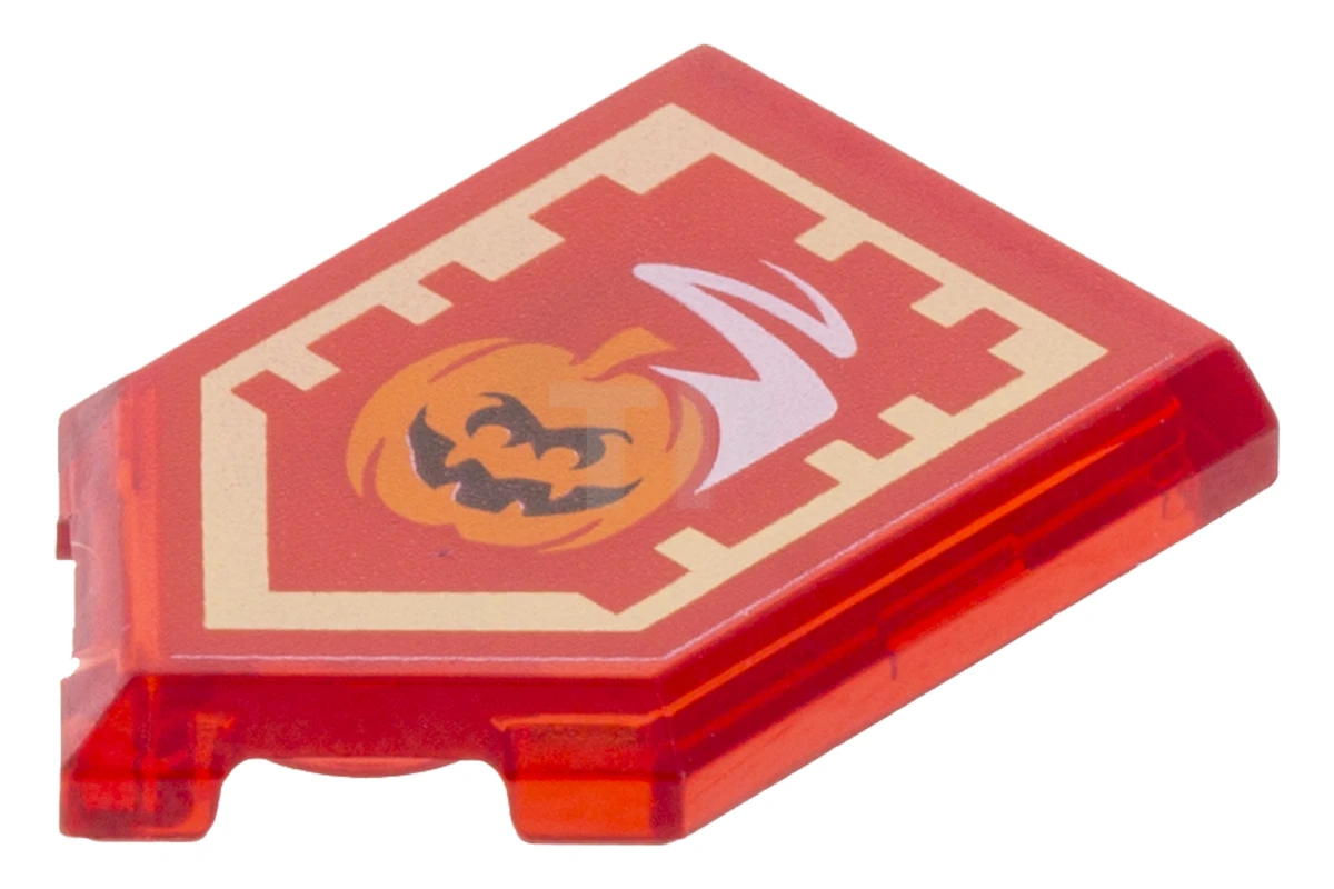 LEGO&reg; 22385pb113 - 6245488 - Tile 2 x 3 Pentagonal with Nexo Power Shield Pattern - Manic Pumpkin