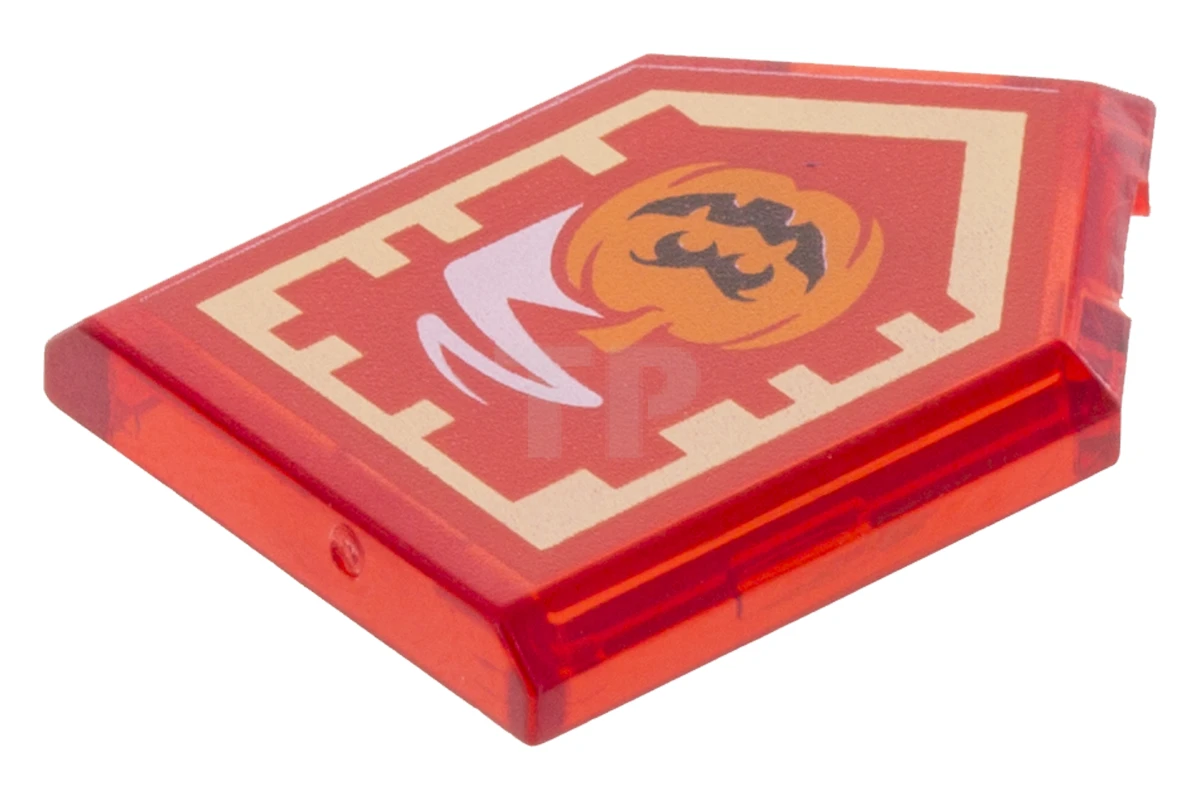 LEGO&reg; 22385pb113 - 6245488 - Tile 2 x 3 Pentagonal with Nexo Power Shield Pattern - Manic Pumpkin