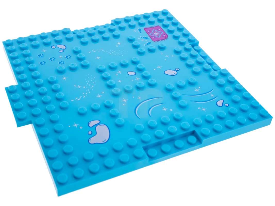 LEGO&reg; 6173128 - 15623pb005 - Brick, Modified 16 x 16 x 2/3 with 1 x 4 Indentations and 1 x 4 Plate with Paw Prints, Snow Patches and Magenta Throw Rug Pattern