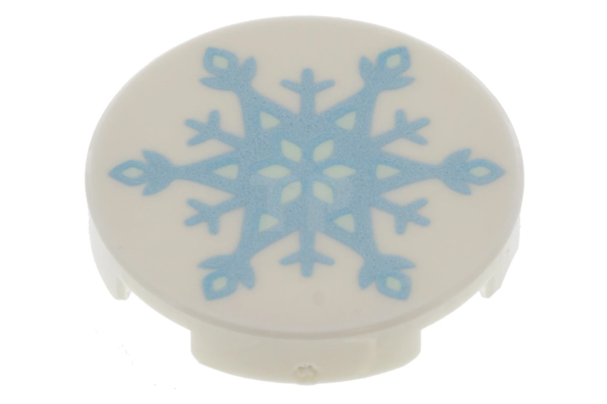 LEGO&reg; 14769pb182 - 6173108 - Tile 2 x 2 Round with Bottom O and Snowflake / Ice Crystal Pattern