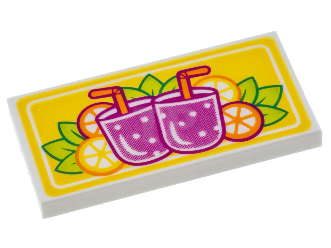 LEGO&reg; 6176245 - 87079pb0399 - Tile 2 x 4 with Drinks with Fruits  Pattern
