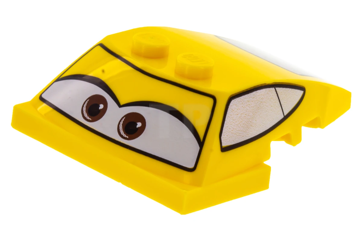 LEGO&reg; 6185202 - 18052pb002 - Wedge 5 x 4 x 1 1/3 with 2 x 4 Base with Windows and Brown Eyes on White Background Pattern