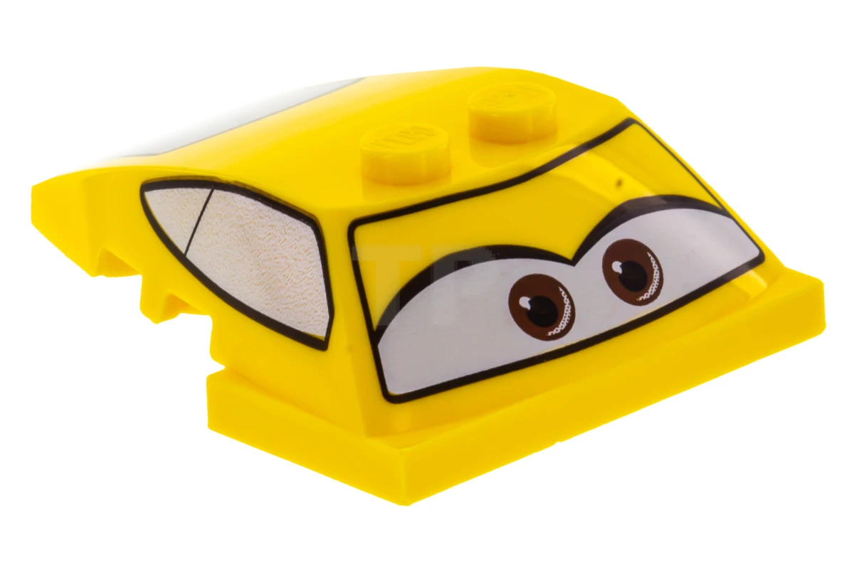 LEGO&reg; 6185202 - 18052pb002 - Wedge 5 x 4 x 1 1/3 with 2 x 4 Base with Windows and Brown Eyes on White Background Pattern
