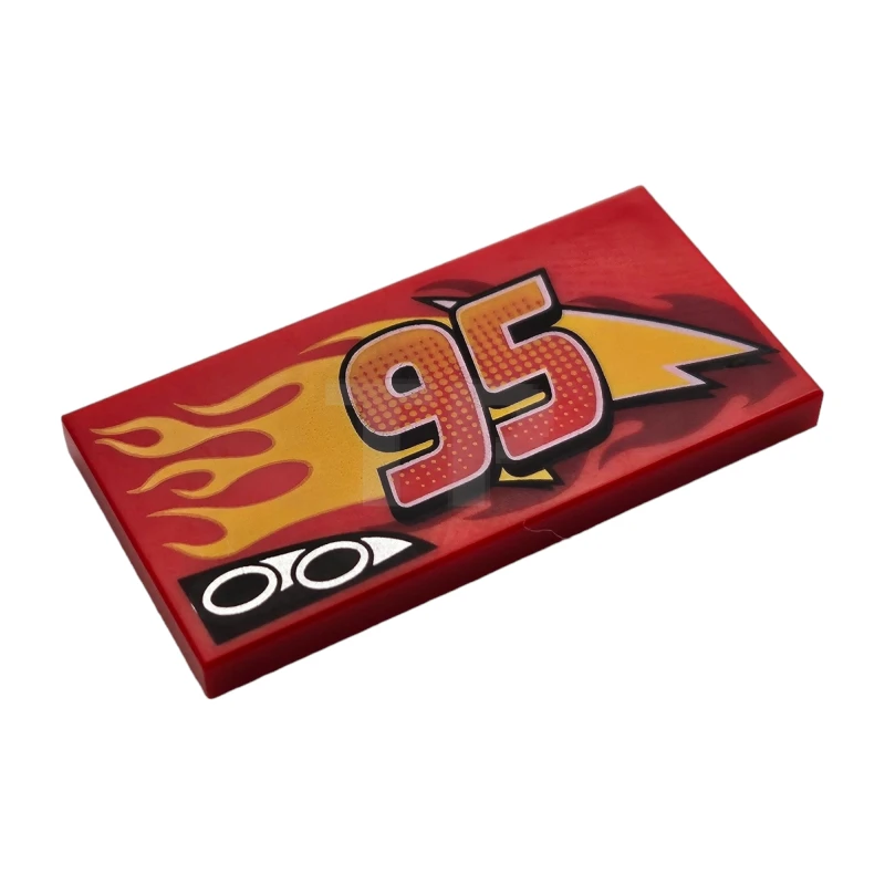 LEGO&reg; 6186554 - 87079pb0422R - Tile 2 x 4 with Exhaust Pipes '95' and Flames Pattern - Right Side
