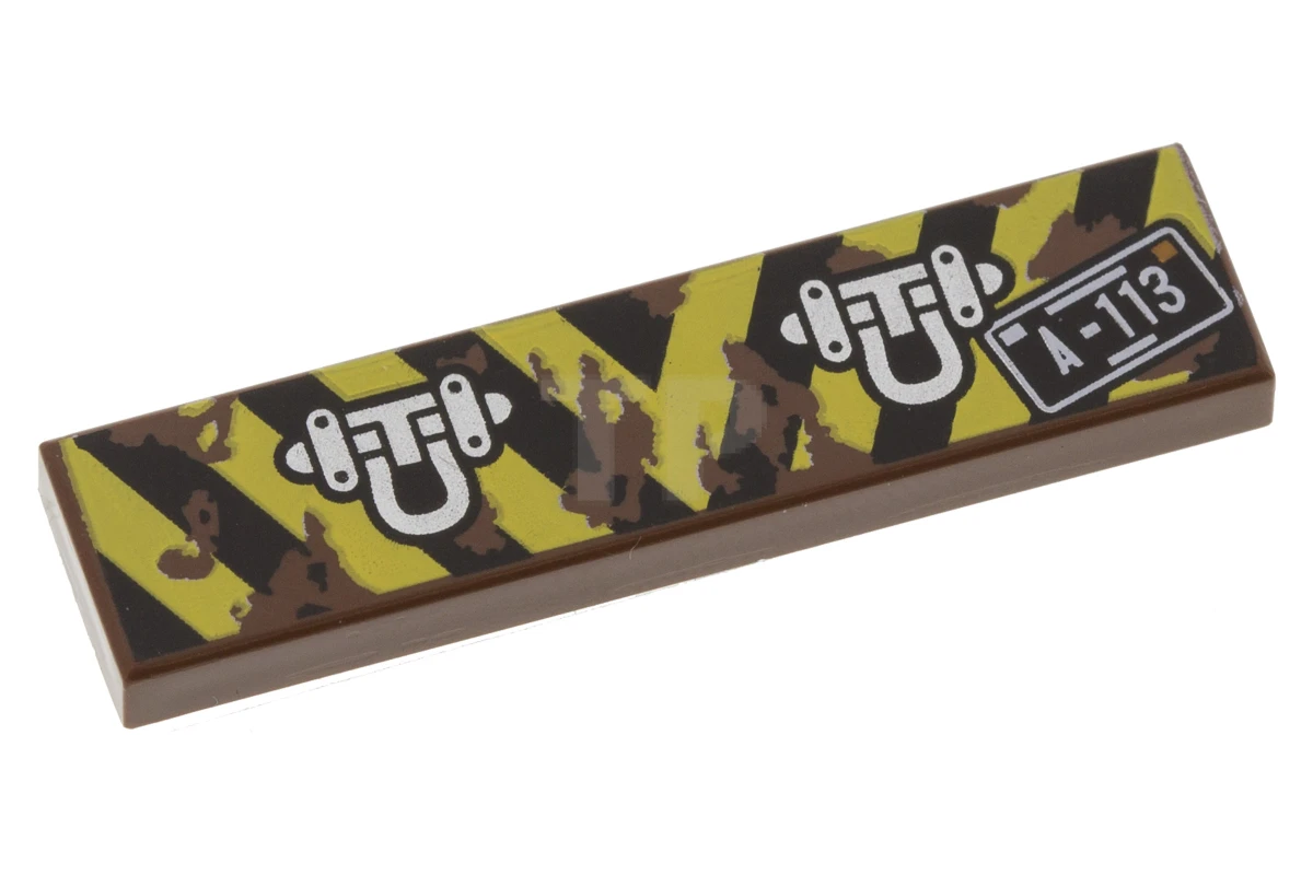 LEGO&reg; 2431pb477 - 6188145 - Tile 1 x 4 with Danger Stripes and Tow Rings Plate Pattern