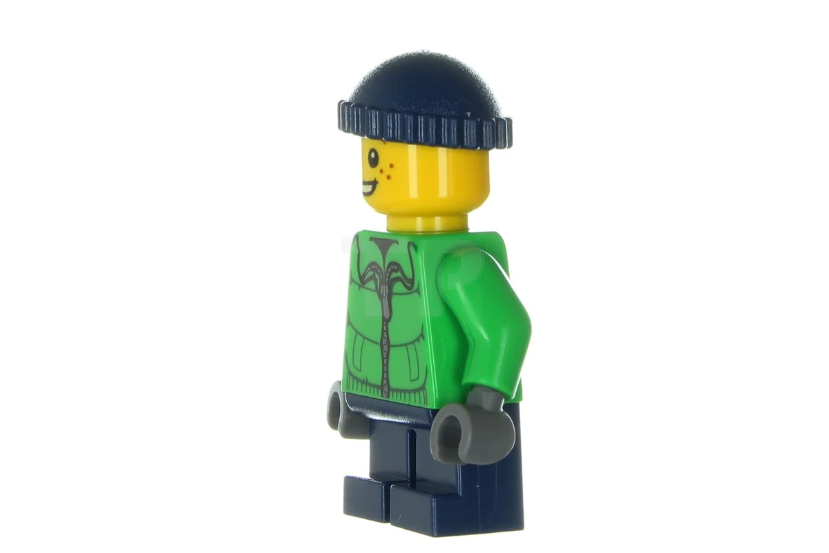 LEGO&reg; hol065 Fermeture éclair de la veste d'hiver, jambes bleu foncé, bonnet de tricot bleu foncé, taches de rousseur (10249)