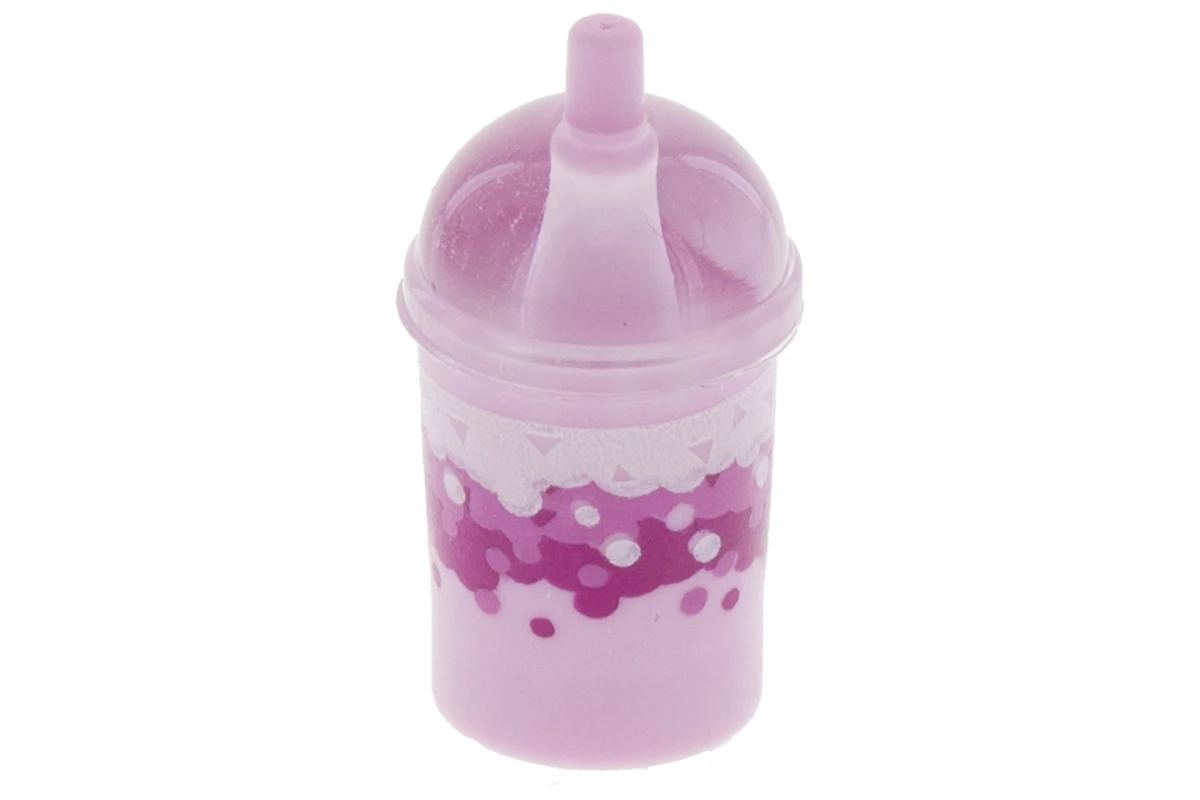 LEGO&reg; 20398c01pb02 - 6197231 - Minifig, Utensil Cup, Dome Lid Cup and Straw with Trans-Clear Lid and White, Dark Pink and Magenta Soda Cup Pattern