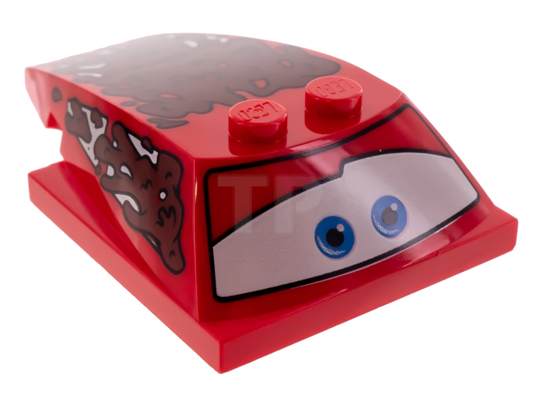 LEGO&reg; 6189155 - 93591pb17 - Wedge 6 x 4 x 1 1/3 with 4 x 4 Base with Blue Eyes and Mud Splotches Pattern