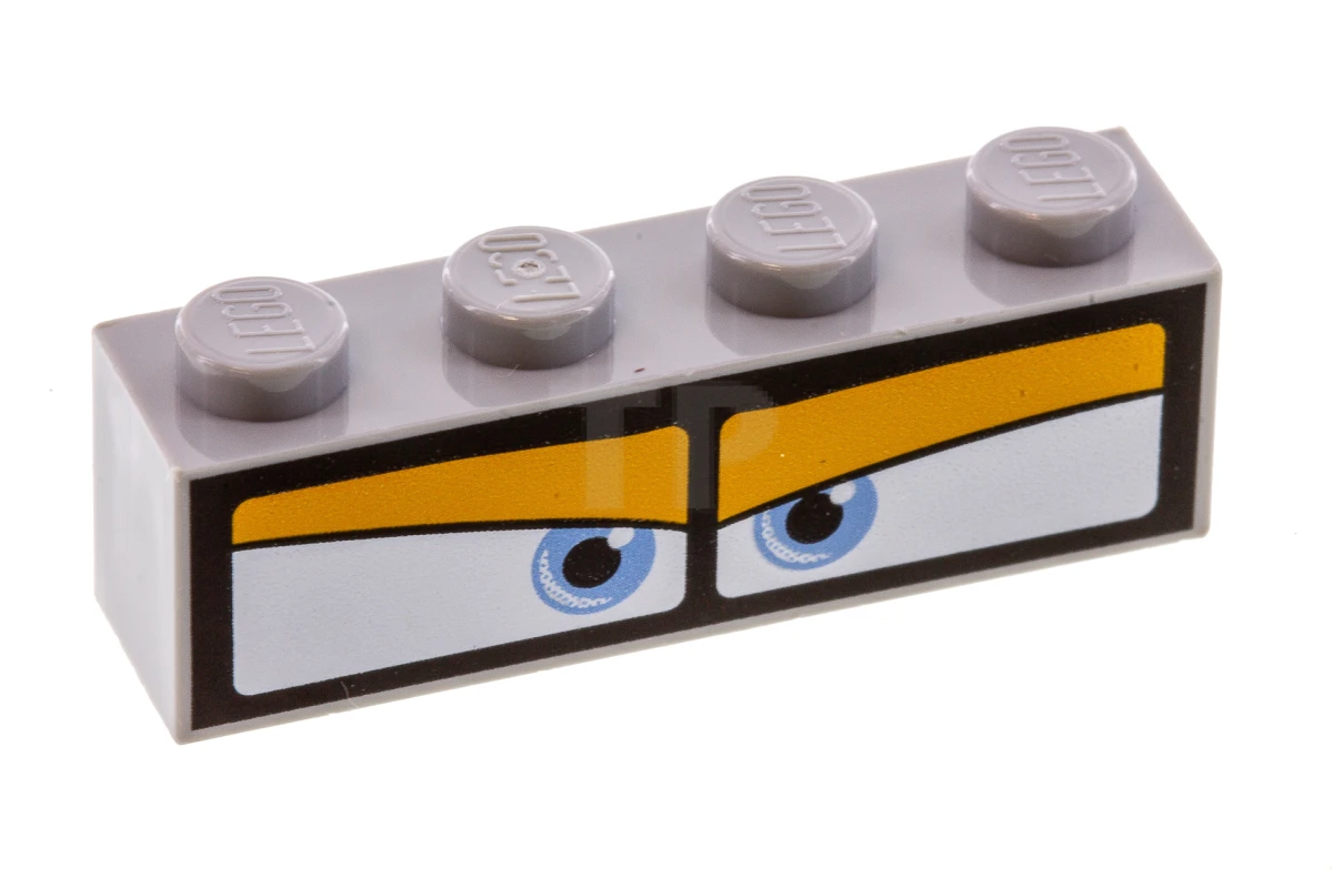 LEGO&reg; 6189036 - 3010pb212 - Ladrillo 1 x 4 con Ojos Azules sobre Fondo Blanco en Patrón de Marco Negro