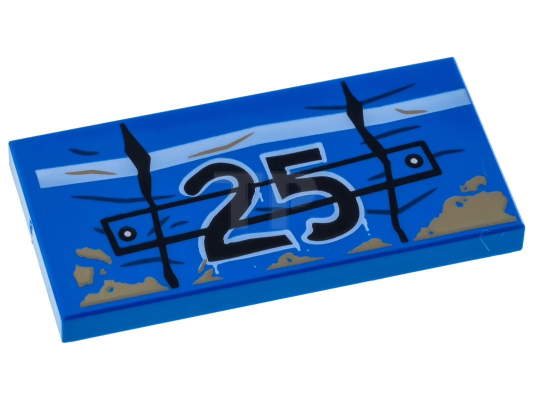 LEGO&reg; 6189183 - 87079pb0413 - Piastrelle 2 x 4 con motivo '25' e macchie di fango