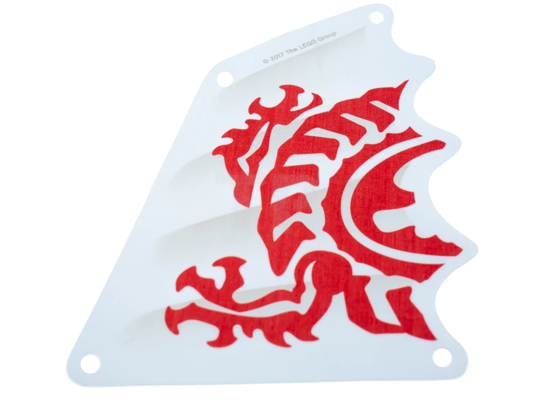 LEGO&reg; 6195455 - 34474 - Cloth Sail Triangular 13 x 15 Tapered Top and Wavy Edge with Red Dragon Hind Legs and Torso Pattern