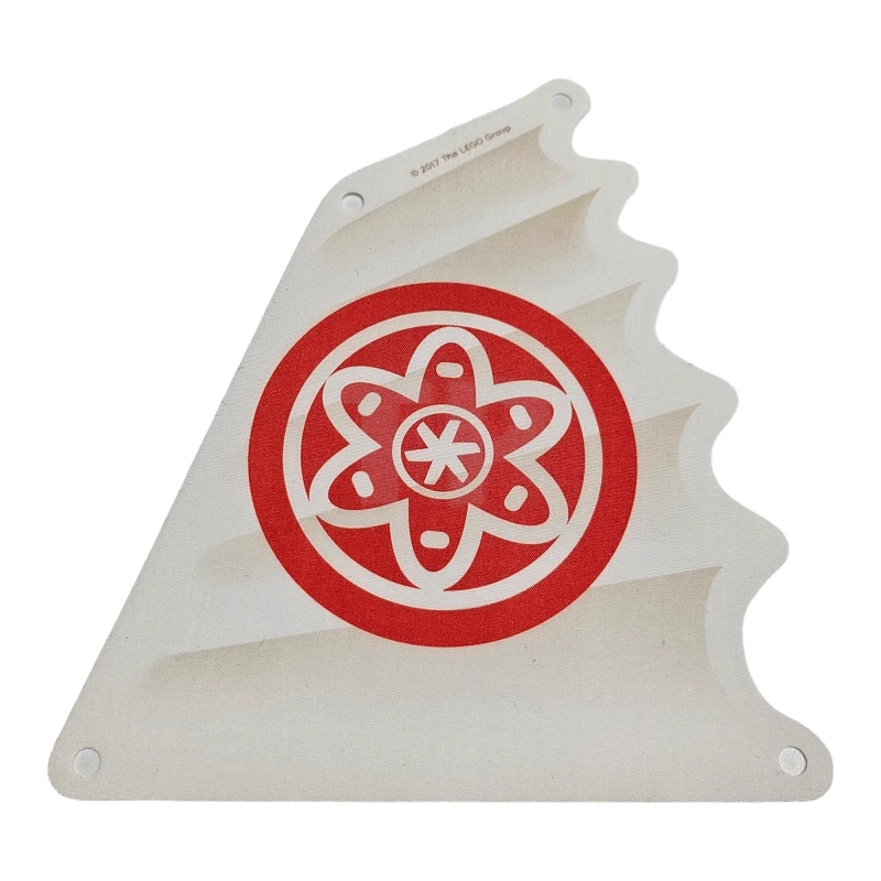 LEGO&reg; 6195453 - 34476 - Cloth Sail Triangular 16 x 18 Tapered Top and Wavy Edge with Red Circle with Petals and Inner Circle Pattern