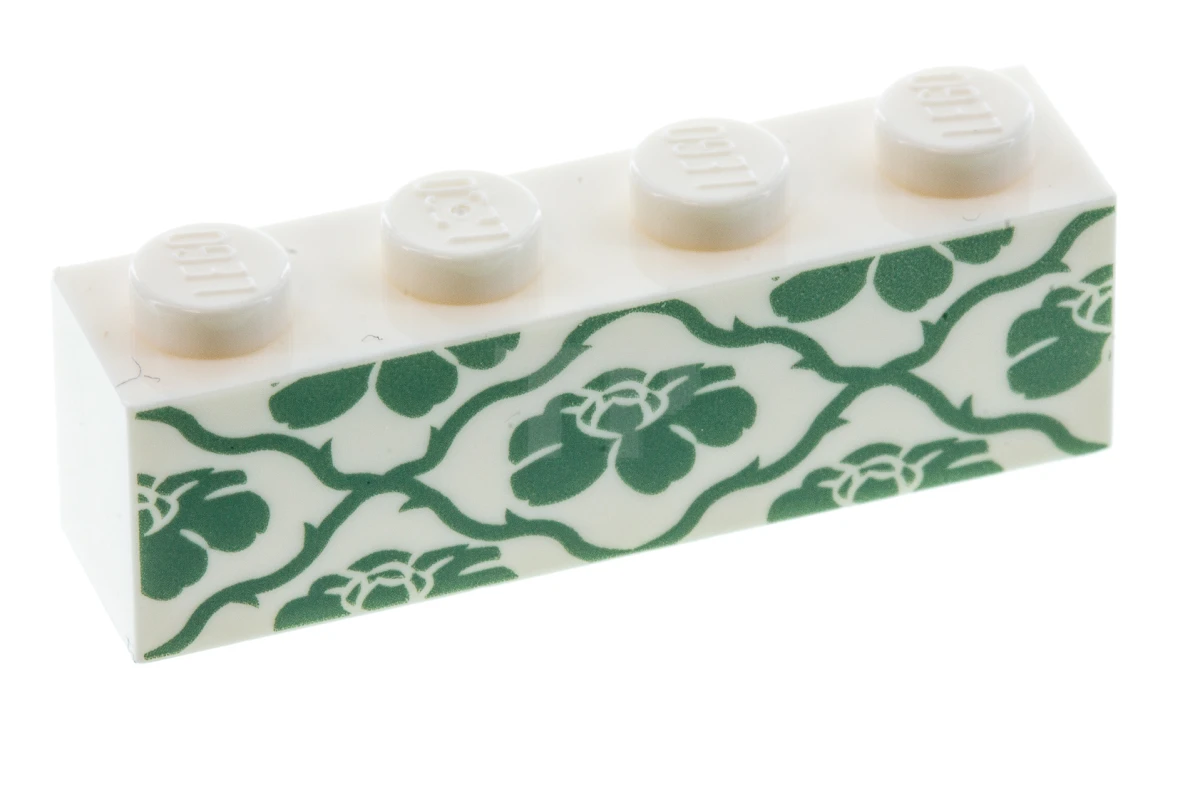 LEGO&reg; 6149666 - 3010pb191 - Brick 1 X 4 with Sand Green Wallpaper Pattern