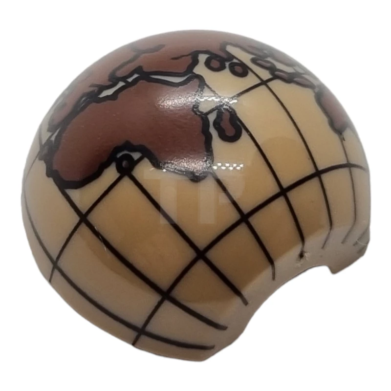 LEGO&reg; 6250364 - 61287pb006 - Emisfero cilindrico 2 x 2 con ritaglio con Europa, Africa, Asia, Australia Modello di globo marrone scuro