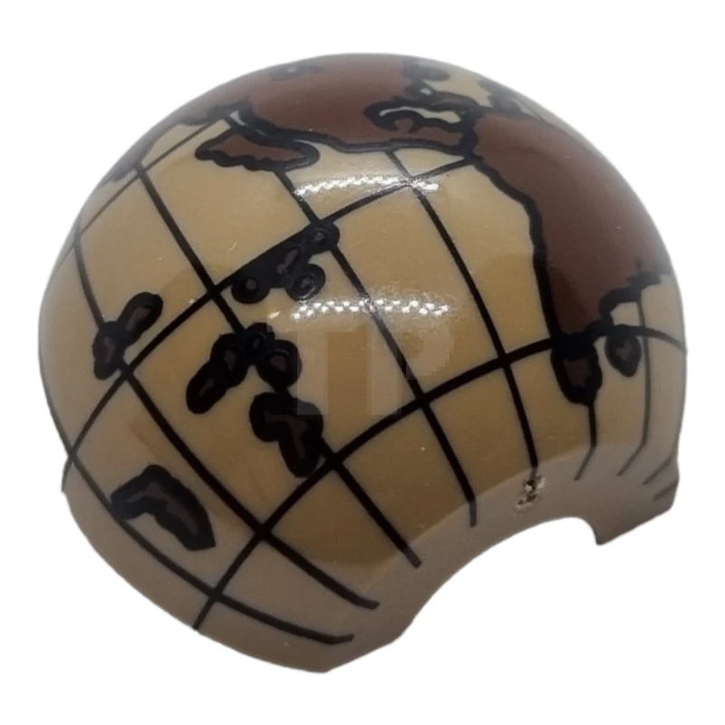 LEGO&reg; 6250363 - 61287pb005 - Emisfero cilindrico 2 x 2 con ritaglio con le Americhe e il Pacifico meridionale Modello di globo marrone scuro