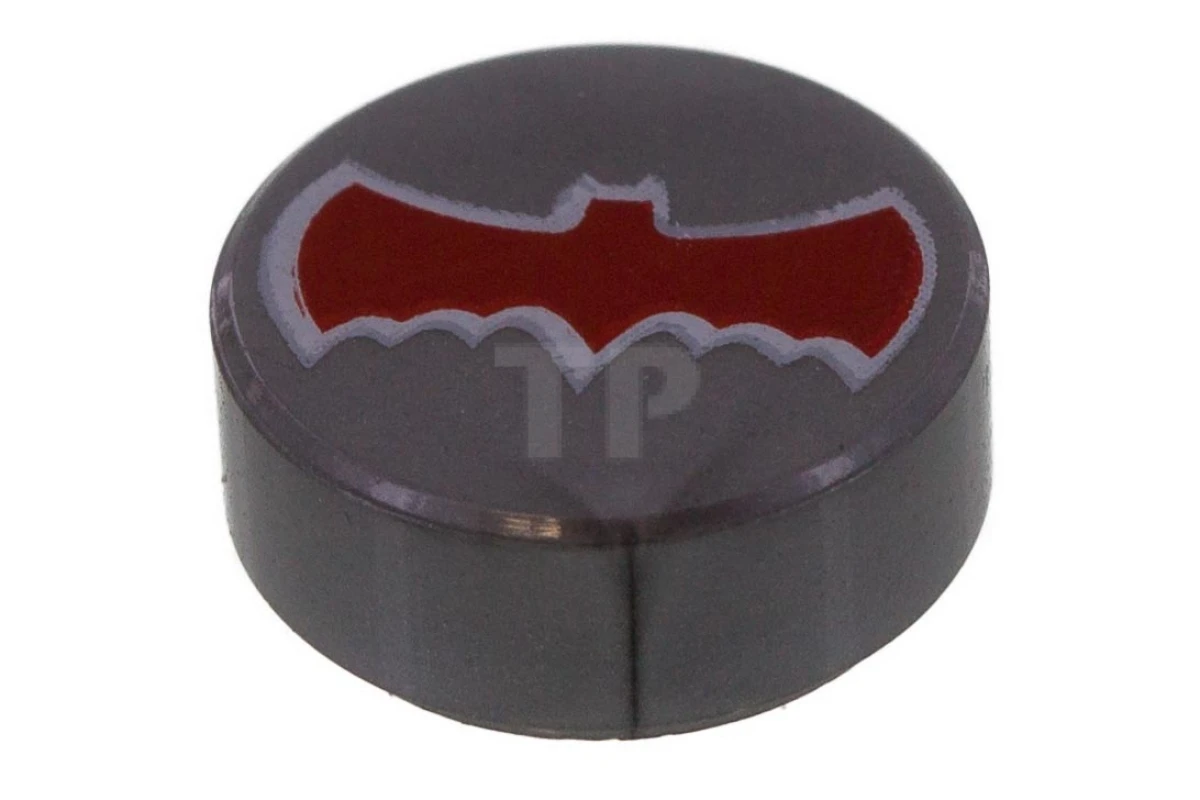 LEGO&reg; 98138pb040 - 6336829 - Tile 1 x 1 Round with Bat Pattern (Batman Logo)