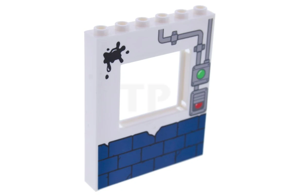 LEGO&reg; 6189188 - 15627pb014 - Panel 1 x 6 x 6 with Window with Pipe and Oil Splash Pattern