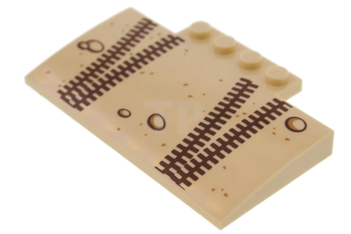 LEGO&reg; 6188890 - 15625pb019 - Pendenza 5 x 8 x 2/3 curvo con 4 borchie e modello Skidmarks