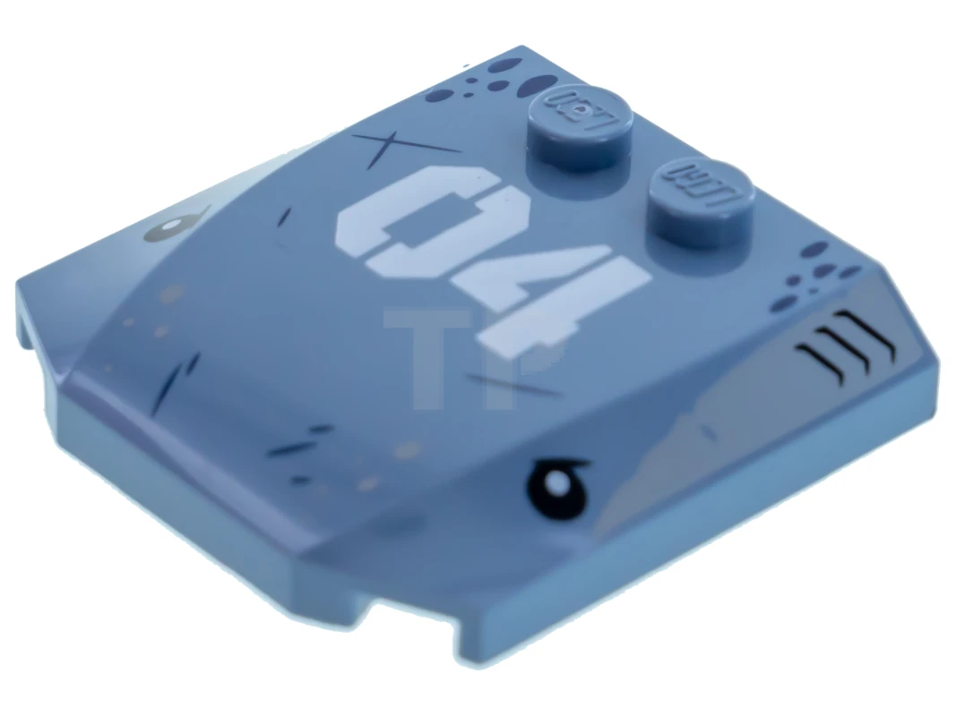 LEGO&reg; 6195346 - 45677pb105 - Plate 4 x 4 x 2/3 Triple Curved with '04' Pattern