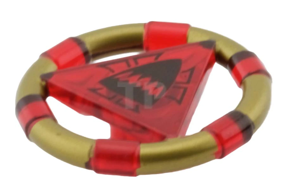 LEGO&reg; 4565199 - 87748pb03 - Ring met middelste driehoek met gouden banden en haaienpatroon (Atlantis Schatkist Sleutel)