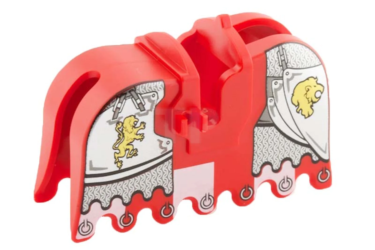 LEGO&reg; 6021514 - 2490pb08 - Horse Barding, Ruffled Edge with Gold Lions and Silver Plate Armor Pattern