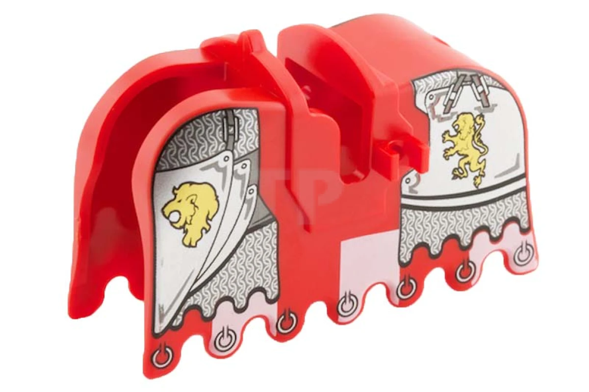 LEGO&reg; 6021514 - 2490pb08 - Horse Barding, Ruffled Edge with Gold Lions and Silver Plate Armor Pattern