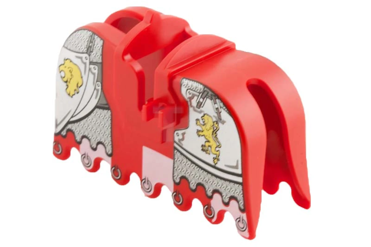 LEGO&reg; 6021514 - 2490pb08 - Horse Barding, Ruffled Edge with Gold Lions and Silver Plate Armor Pattern