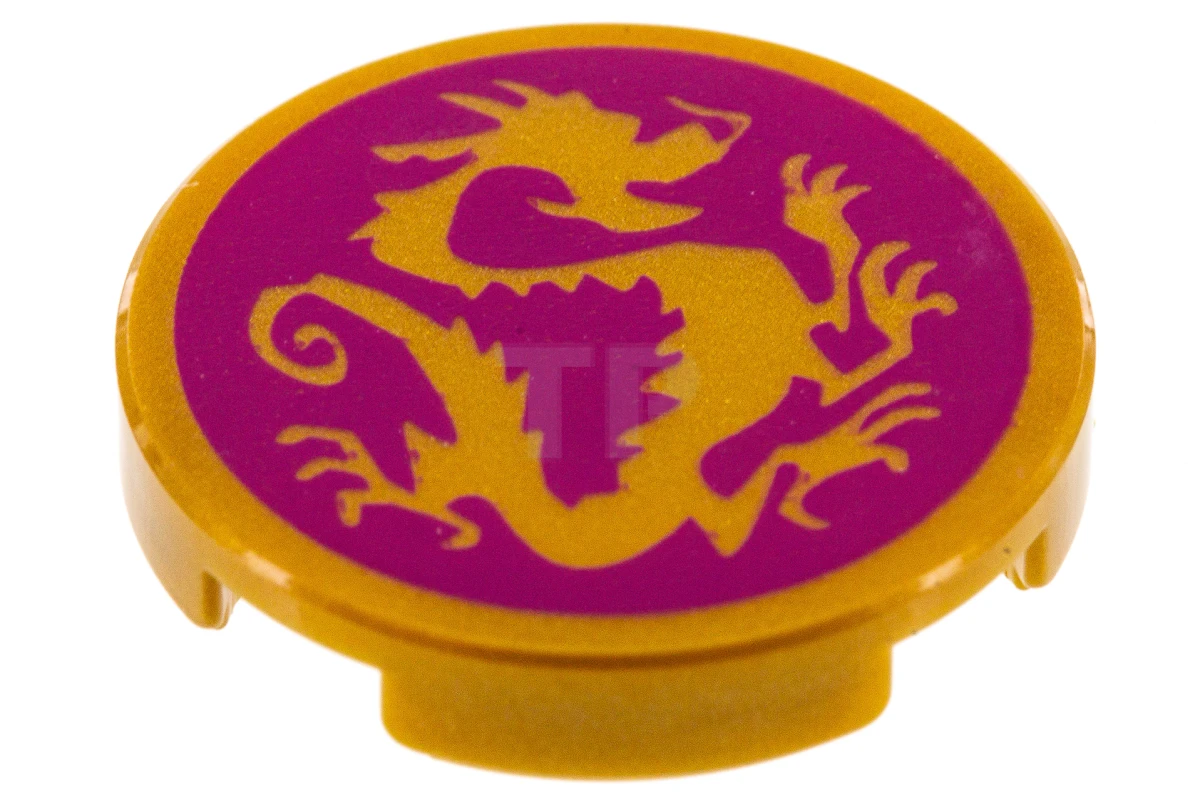 LEGO&reg; 14769pb203 - 6214882 - Tile 2 x 2 Round with Bottom O and Dragon Pattern