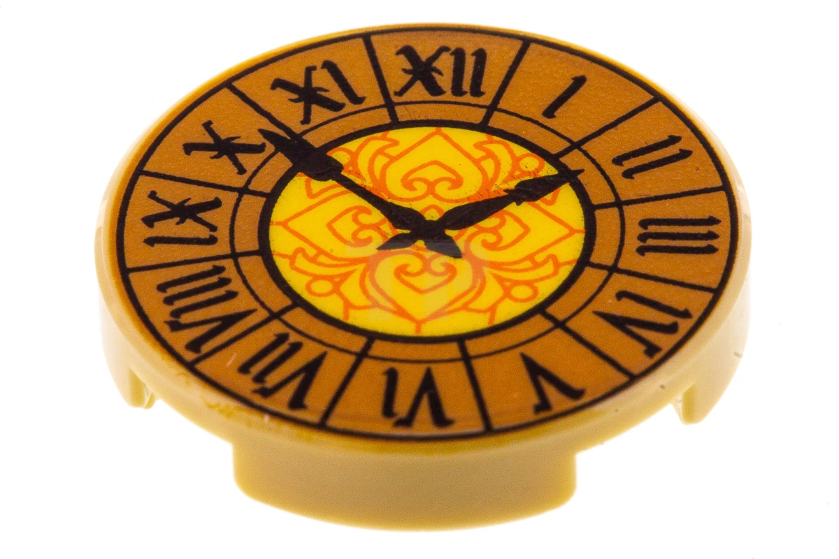 LEGO&reg; 14769pb211 - 6214451 - Tile 2 x 2 Round with Bottom O and Clock Pattern