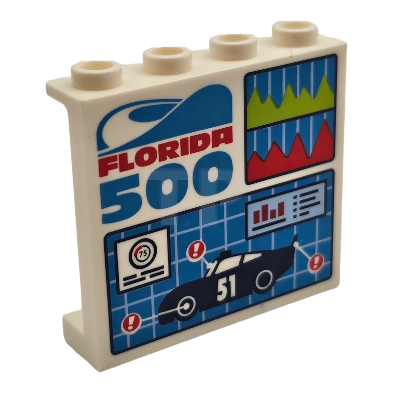 LEGO&reg; 6191985 - 60581pb091 - Panel 1 x 4 x 3 with Side Supports and 'Florida 500' Pattern