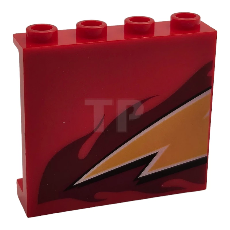 LEGO&reg; 6194227 - 60581pb088L - Panel 1 x 4 x 3 with Side Supports and Flames Pattern (Left)