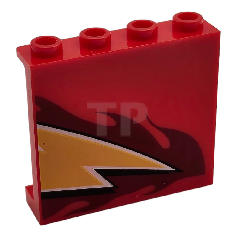 LEGO&reg; 6191992 - 60581pb088R - Panel 1 x 4 x 3 with Side Supports and Flames Pattern (Right) 