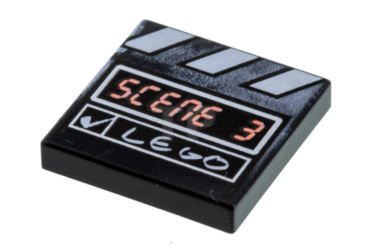 LEGO&reg; 4143172 - 3068px5 - Tile 2 x 2 with 'SCENE 3' 'LEGO' and Clapperboard Pattern