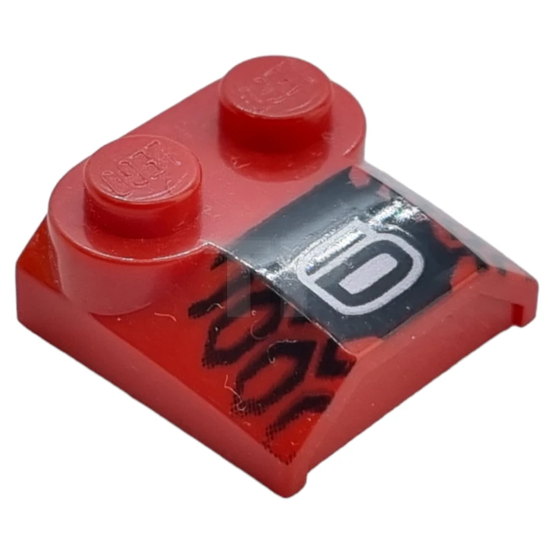 LEGO&reg; 4163129 - 41855pb04 - Brick, Modified 2 x 2 x 2/3 Two Studs, Lip End with '6' and Black Tire Tread Pattern