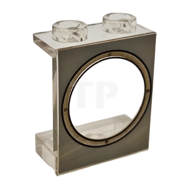 LEGO&reg; 4174736 - 4864bpx2 - Panel 1 x 2 x 2 - Hollow Studs with Porthole on Light Gray Background Pattern