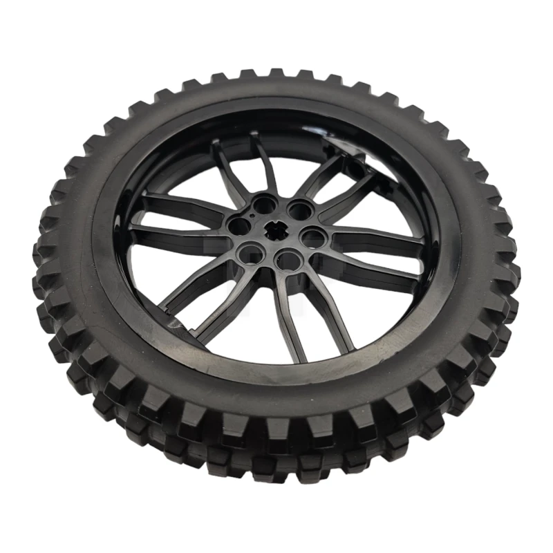 LEGO&reg;  - 88517c02 - Cerchio 75 mm D. x 17 mm Moto con pneumatico nero 100,6 mm D. Moto (88517 / 11957)