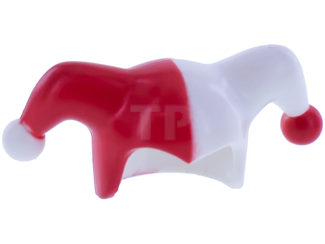 LEGO&reg; 6034839 - 62537pb03 - Minifig, Headgear Jester's Cap with Red Right Side and Red and White Pom Poms Pattern