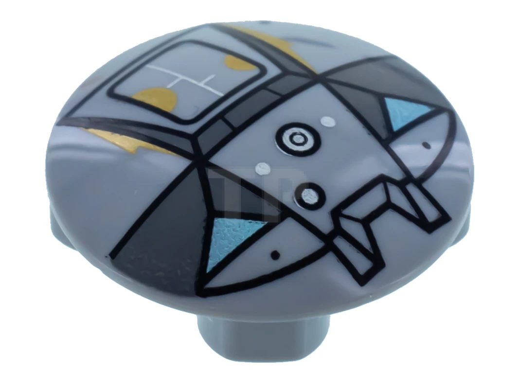 LEGO&reg; 6342719 - 2654pb010 - Plate 2 x 2 Round with Convex Bottom and Space Hatch Pattern