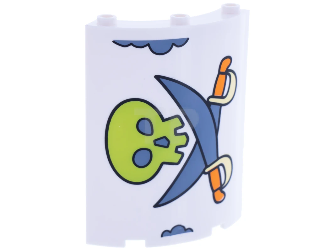 LEGO&reg; 4655043 - 30562pb020 - Cylinder Quarter 4 x 4 x 6 with Skull and Crossed Swords Pattern