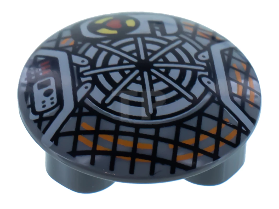 LEGO&reg; 2654pb008 - 6158294 - Plate 2 x 2 Round with Convex Bottom and Grid and Concentric Circles Pattern (Proton Pack)