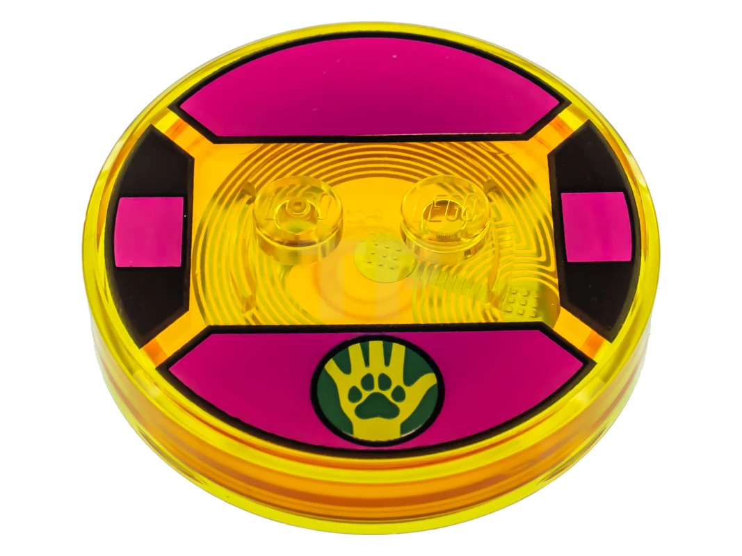 LEGO&reg; 6195000 - 18605c02pb10 - Dimensions Etiqueta de juguete 4 x 4 x 2/3 con 2 tachuelas para Chico Bestia nº 56 con dibujo de garra en mano de lima