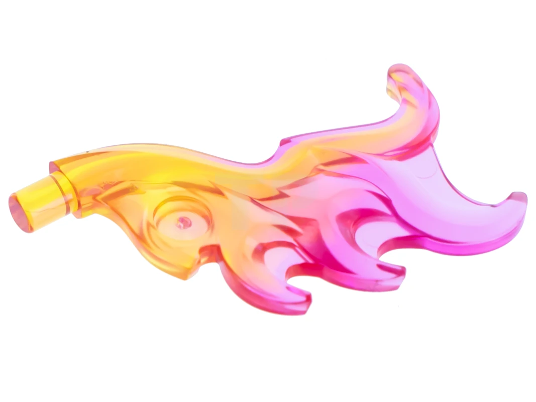 LEGO&reg; 6248905 - 18394pb04 - Golf Afgerond Vleugelvormig met Staaf (Vlam) met gemarmerd Trans-Donker Roze Patroon