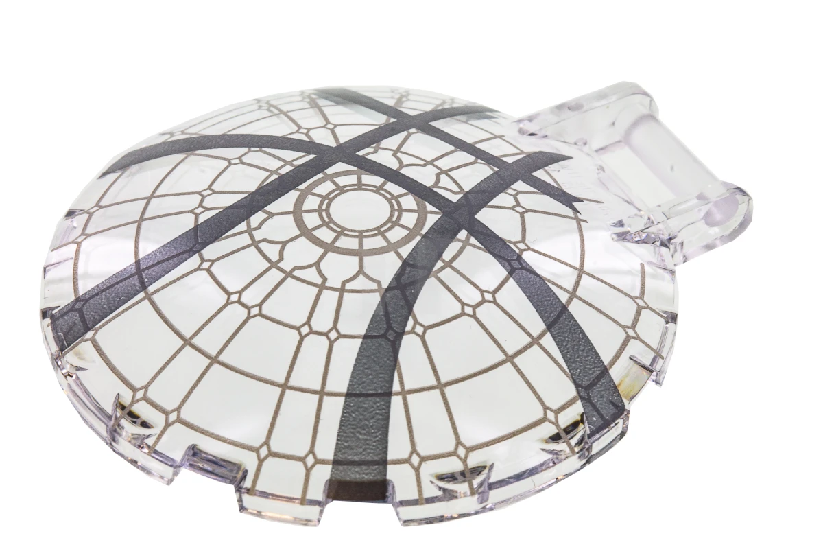 LEGO&reg; 6230222 - 18675pb15 - Dish 6 x 6 Inverted - No Studs with Handle with Rose Window Pattern Overlay with 4 Crossing Dark Bluish Gray Lines Pattern