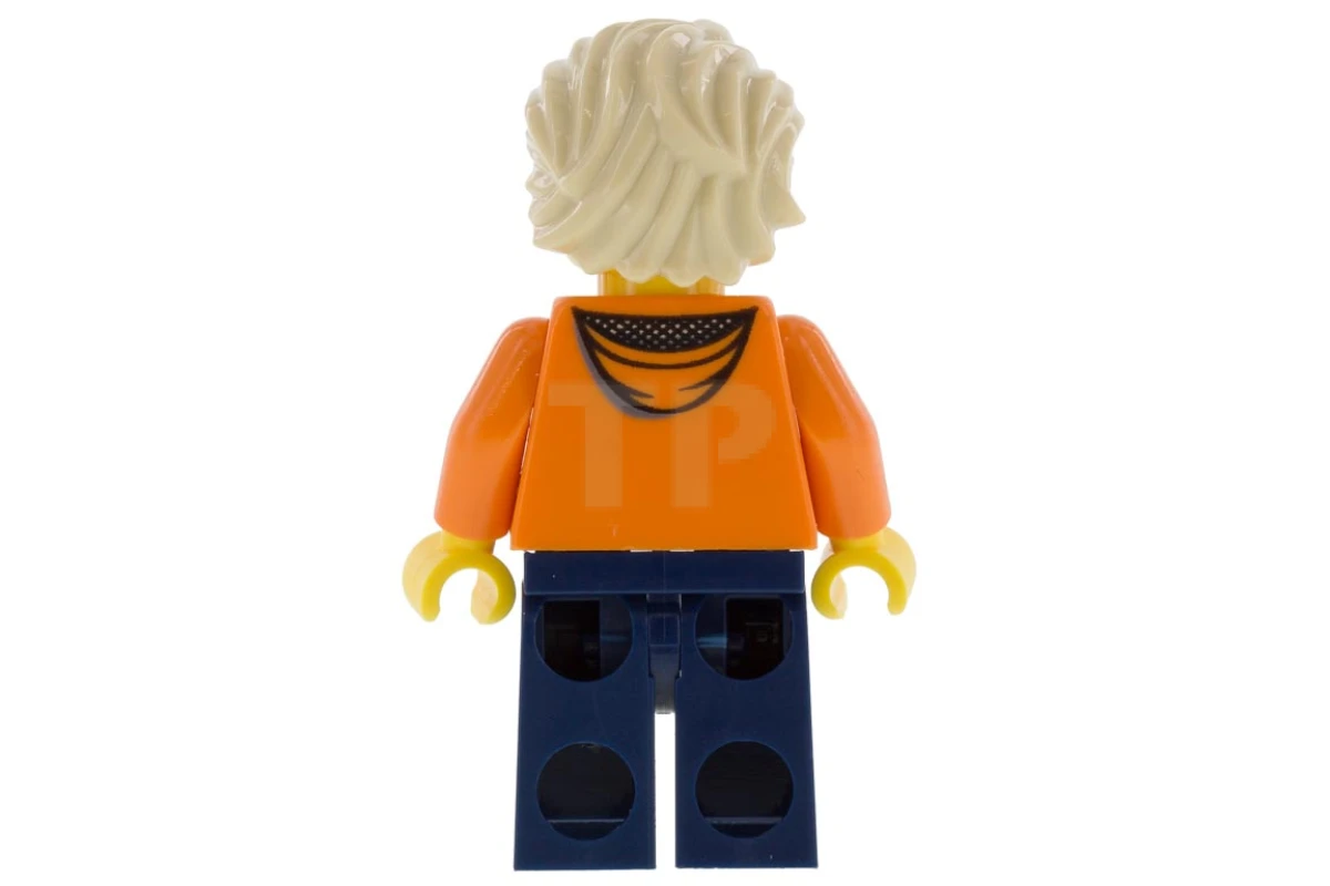 LEGO&reg; twn305 Oranje jas met capuchon over lichtblauwe trui