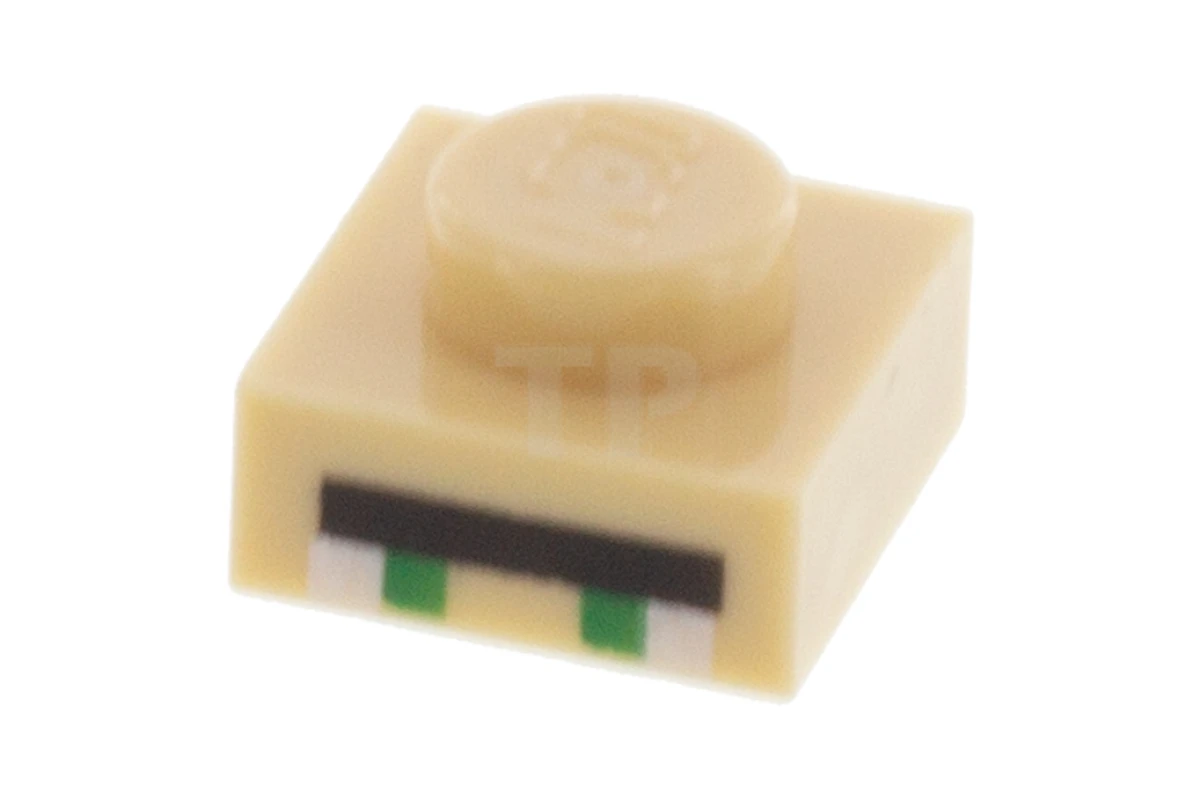 LEGO&reg; 6093264 - 3024pb003 - Plate 1 x 1 with 2 Green and 2 White Squares, Long Black Rectangle Pattern (Minecraft Villager Eyes)