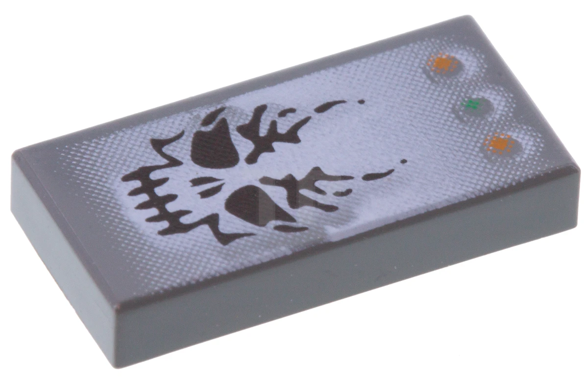 LEGO&reg; 4225457 - 3069pb0040 - Baldosa 1 x 2 con dibujo de calavera Ogel del Equipo Alfa