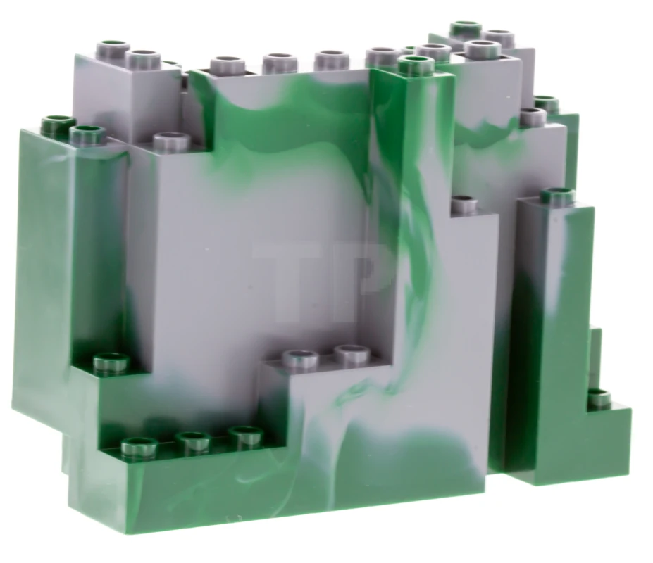 LEGO&reg; 4507132 - 6082pb01 - Rock Panel 4 x 10 x 6 Rectangular (BURP) with Marbled Dark Green Pattern